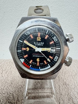 Sicura Breitling Computer Pepsi Diver Grenchen 23 J 43mm  working