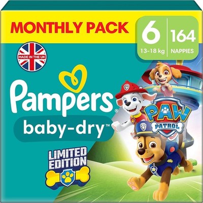 Pampers Baby-Dry Windeln Größe 6 Paw Patrol 164er Pack 13-18kg Monatsbox