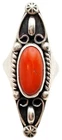 Vintage Style Sterling Silver Ring With Oval Cut Red Coral Stone And Rope Detail
