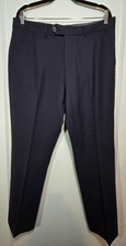 Todd Snyder Men's 34x30 Blue Wool Slim Flat Front Straight Dress Trousers Pants