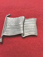 Longaberger Pin Pewter Flag Made In USA Patriotic July 4th