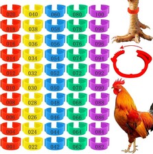 100 Pcs Numbered Poultry Leg Bands Chicken Duck Goose ID Rings 5 Colors Reusable