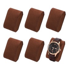 6pcs Watch Pillow, Oval Velvet Watch Cushion Replacement Bracelet Pillow, Coffee
