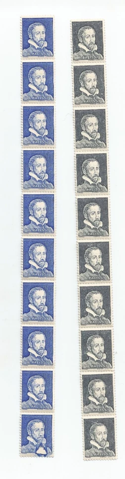 2 Roulette 10 Timbres PALISSY France Bleu Gris NEUF + Défauts - Photo 3/4