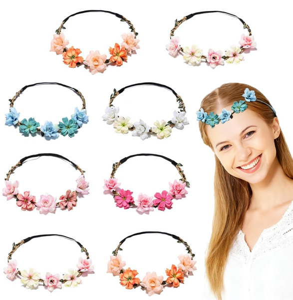 Blumenkranz Blume Krone Stirnband Blumenkranz Haare, 8 StüCk Blumen Haarschmuck-image