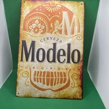 Modelo Cerveza Beer -"Sugar Skull" -Metal Sign for Bar/Man Cave/Garage/Game Room