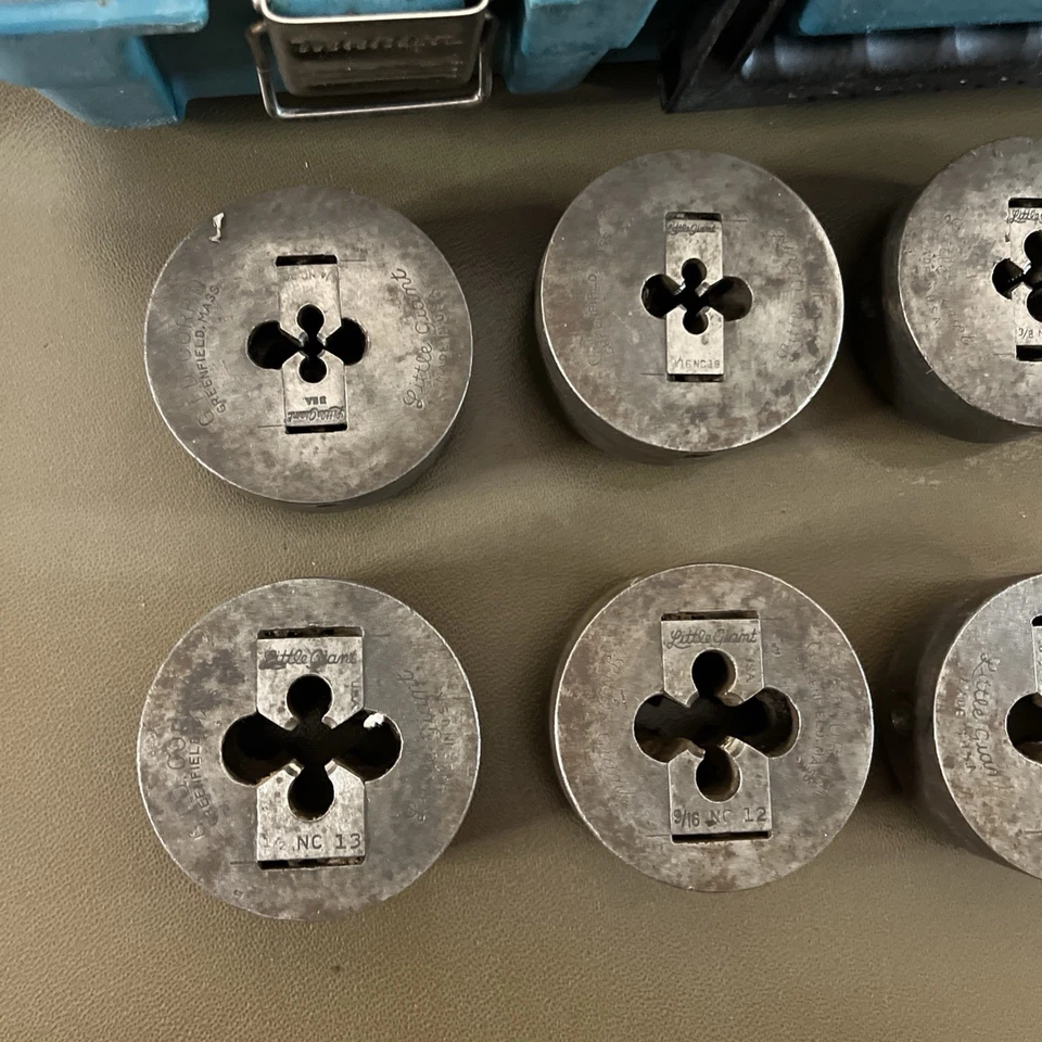 Vintage GTD Little Giant 8 Pc Die set 1/4” - 3/4” w Hard Makita case USA - Image 3 of 4