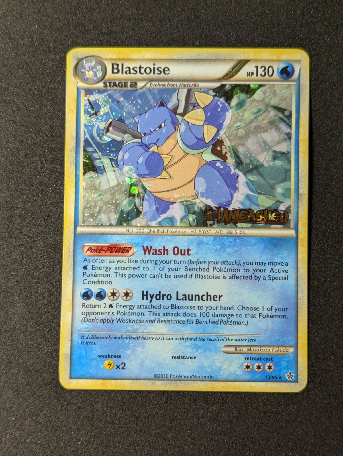 Pokémon TCG HGSS Unleashed Blastoise Prerelease Holo Stamped 13/95 NM