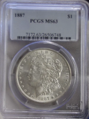 1887 US Morgan Silver Dollar $1 PCGS MS63