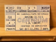 1991 Boston Celtics vs LA Lakers Ticket Stub Worcester Bird Magic Final Season