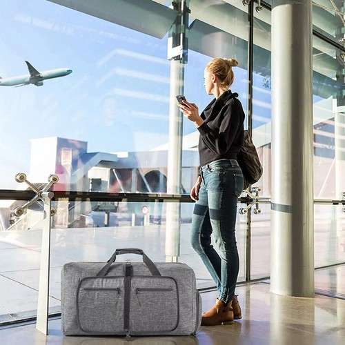Borsa da viaggio pieghevole 65L donna uomo, borse da viaggio grandi con scomparto per scarpe, travel - Foto 7 di 13