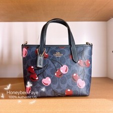 NWT Coach City Mini Tote Bag In Signature Canvas With Cherry Print CY737   