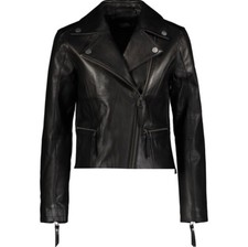 Karl Lagerfeld Black Lambskin Leather Biker Jacket
