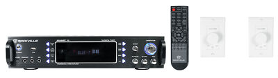 Rockville 2-Room Home Audio Receiver Amplifier w/Bluetooth+Wall Volume Controls