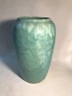 Antique Brush McCoy Art Vellum Matte Turquoise Green Vase 8 Inch
