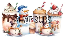 Sublimation Print Christmas Snowman Drinks Ready To Press Heat Transfer