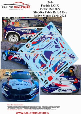 DECALS 1/32 REF 2464 SKODA FABIA LOIX RALLYE MONTE CARLO 2022 RALLY MONTECARLO