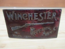 Vintage WINCHESTER REPEATING ARMS Belt Buckle Red Enamel Finish 