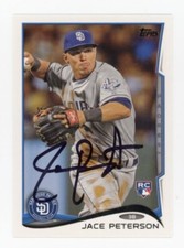 SIGNED BASEBALL CARD AUTO TOPPS 2014 SAN DIEGO PADRES JACE PETERSON #US174 RC 3B