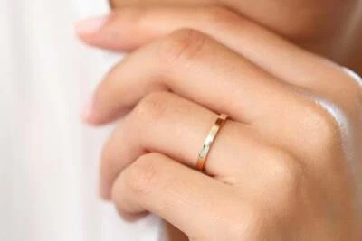 2mm glatter Goldring 585er 14K Ehering Statement Ringe Rosegold Weißgold Band - Bild 1 von 4