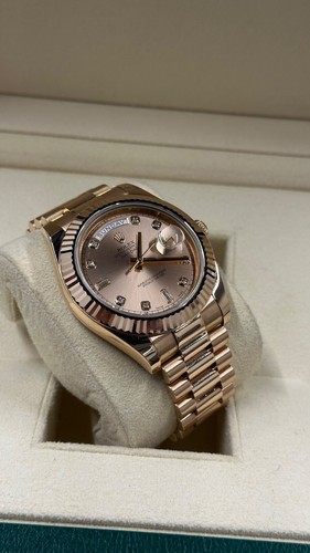 Rolex Day-Date II Rose Gold Diamond Dot Sundust Dial 218235 Full Set - Picture 4 of 9