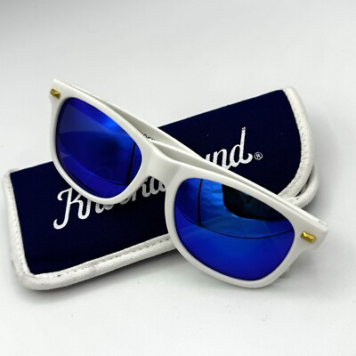 Knockaround Sunglasses - Fort Knocks - White Frames with Blue Mirrored Lenses