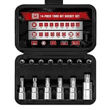 14 Pcs Torx Bit Socket Set Star T6 - T60 Set 14 38 12 Drive Premium S2
