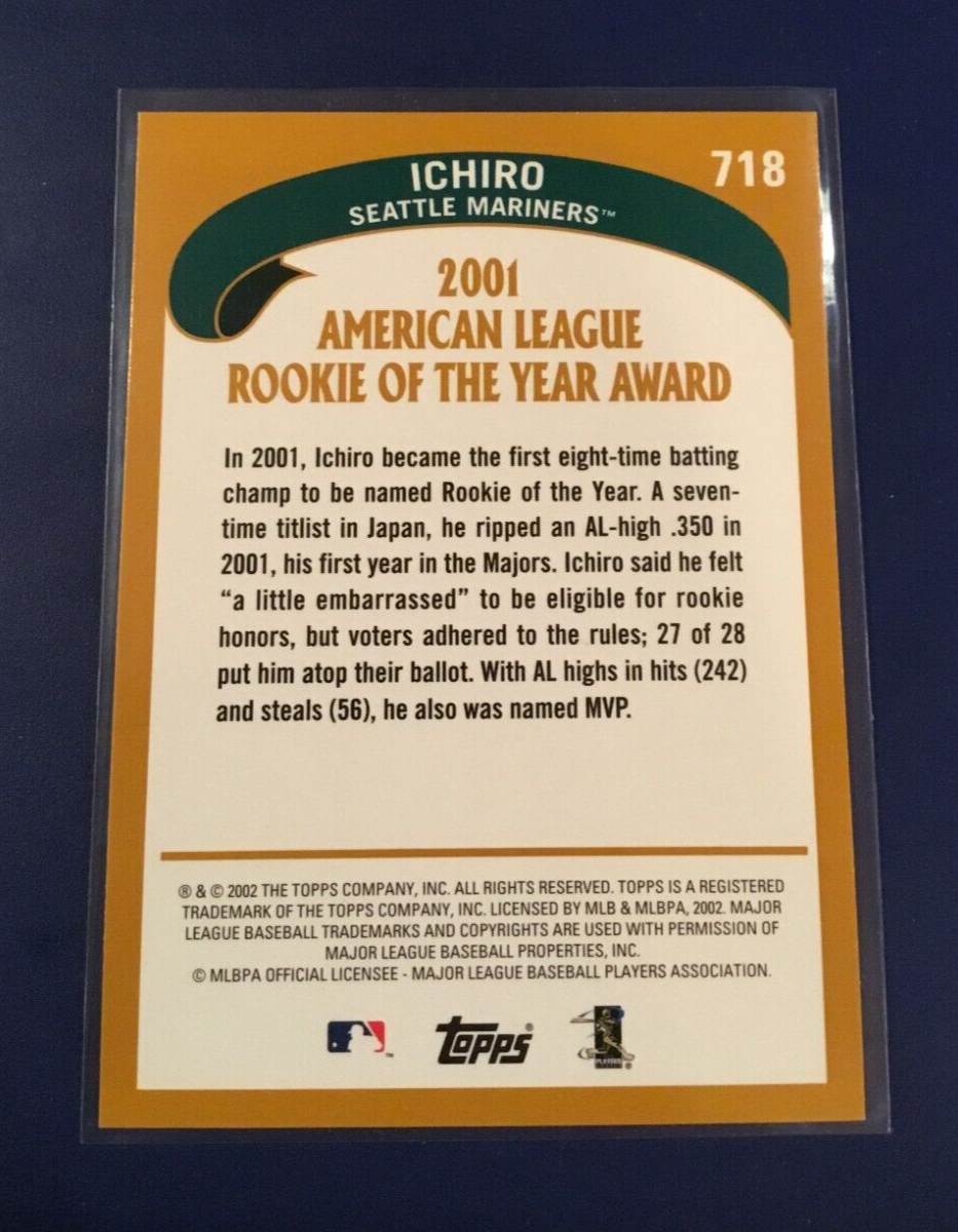 2001 # 718 ICHIRO SUZUKI Rookie of the Year 2002 Topps