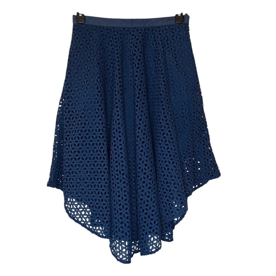 Falda circular Tibi New York azul ojales dobladillo asimétrico talla 8 Cottagecore Foto 2 de 4