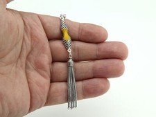 Yellow Enamel work Silver tassel 925 silver for make Tasbih, Prayer Beads 710514