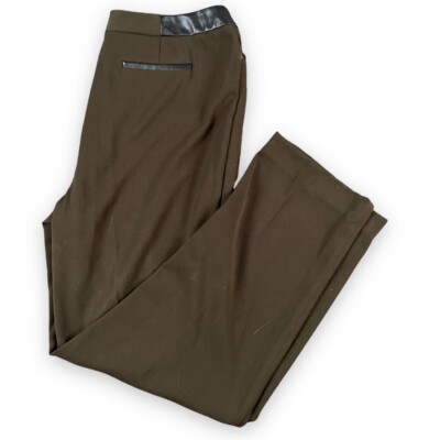 Rafaella Pants Women's 14 Curvy Brown Faux Leather Trim Riding Bootcut