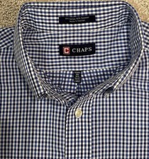 CHAPS Men's 16 1/2-36/47 Regular Fit Wrinkle Free Button Down Plaid Shirt Size L