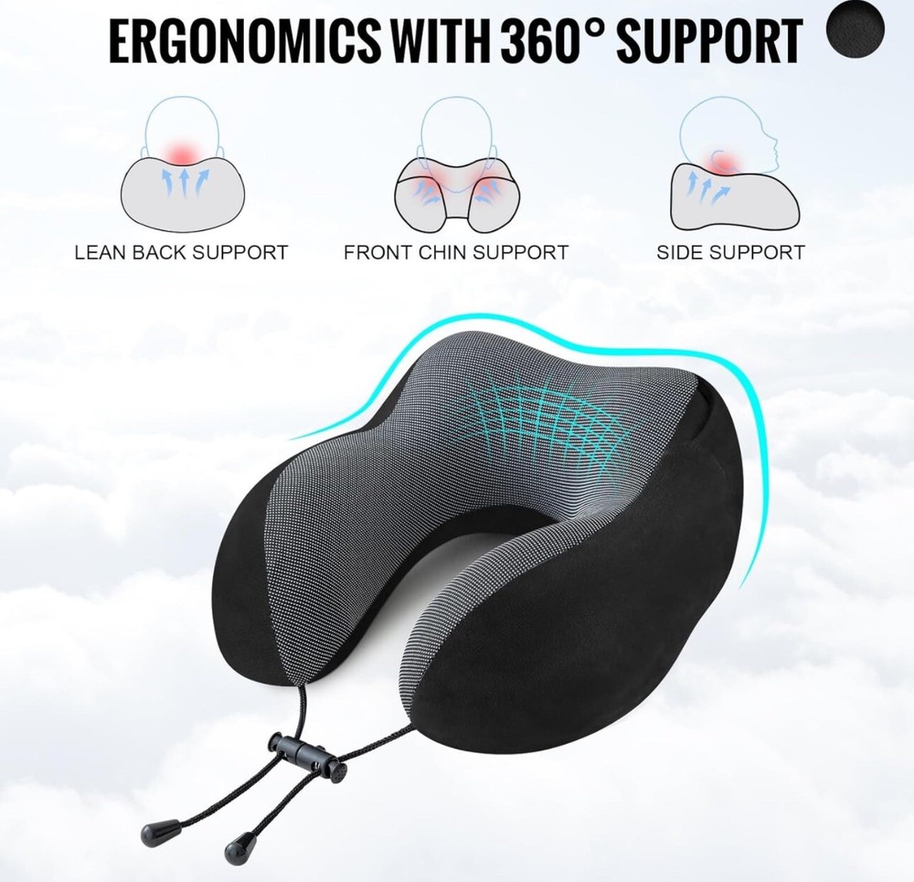 Ultra-Soft Velvet Travel Neck Pillow with Hood for Airplane Comfort