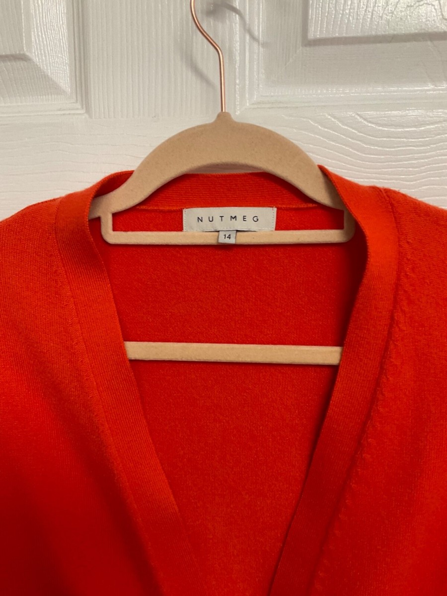 NUTMEG Ladies Orange Long Sleeve Tie Up Waist Cardigan Size 14