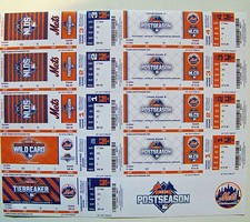 NY Mets Citi Field FULL unused SHEET every home ticket 2015 NLDS NLCS games
