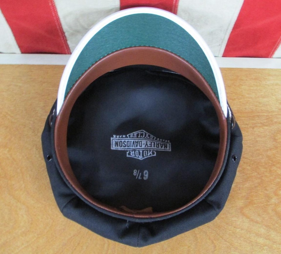 Vintage 1950s Harley Davidson Motorcycle Riders Cap Black Captains Hat ...