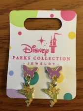 Disney's Peter Pan " Tinker Bell " Gold Tone Pierced Post Earrings New on Card