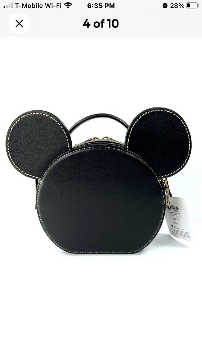 Coach x Disney Mickey Mouse Ear Black Leather Crossbody Bag