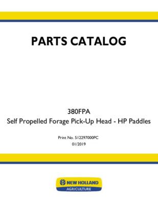 NEW HOLLAND 380FPA SP FORAGE PICK-UP HEAD - HO PADDLES PARTS CATALOG