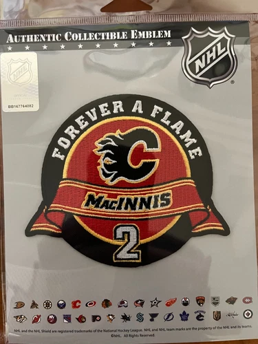 AL MACINNIS PATCH CALGARY FLAMES #2 JERSEY STYLE "FOREVER A FLAME" LIMITED NHL - Picture 1 of 2