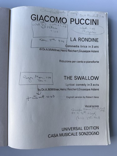 La Rondine by Puccini Vocal and Piano Score 2022 Universal ed English Version - Picture 3 of 9