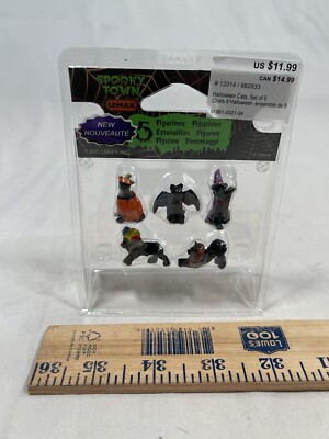 LEMAX Spooky Town Set Of 5 Cats Mini Halloween Village Cute Accessories