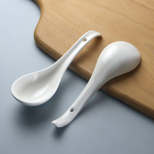 Soup Spoons, 6.7’’ Ceramic Soup Spoons, Asian Soup Spoons, White Chinese Spoon L - Picture 6 of 8