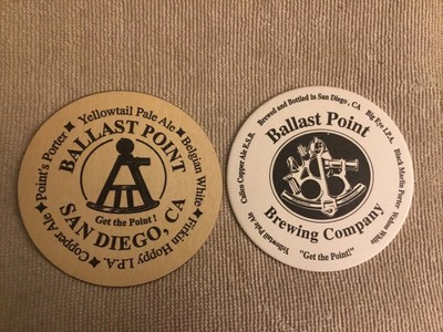 Ballast Point Brewing Beer Coaster, San Diego, CA, Set Of 2