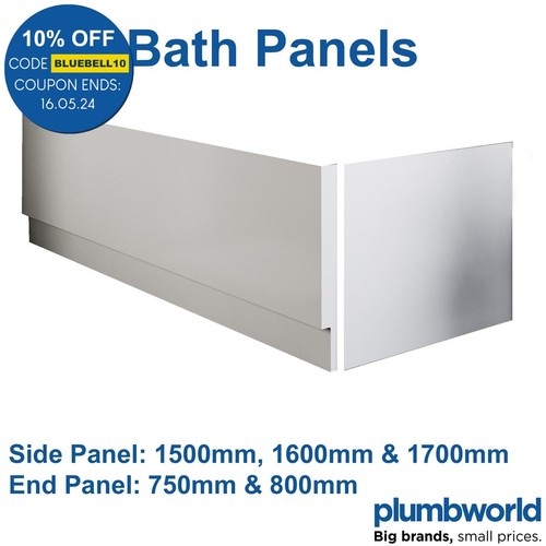 Modern High Gloss White Acrylic Bath Panel Bathroom Front Side End Many