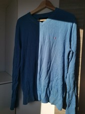 Tommy Hilfiger Pullover Gr M Herren 100% Baumwolle Hell Blau V Neck Sweatshirt