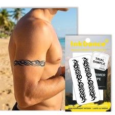 Tribal Armband Semi-Permanent Tattoos for Men, Waterproof Plant-Based Ink, Set o