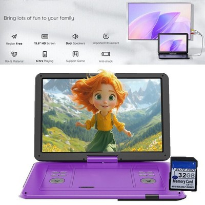 17,5'' DVD-Player mit großem 15,6-Zoll-HD-Bildschirm 6 Stunden Akku Purple