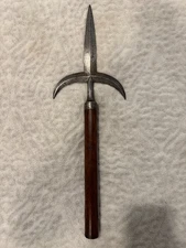 15th-16th Century Medieval Trident Polearm, Pike, Halberd, Poleaxe, Billhook