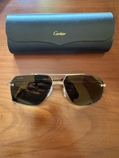 Cartier CT0426S 001 Square Sunglasses Gold Gray Gold Flash Lens 60mm Men NEW